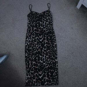 Amazon Leopard Print Midi Dress with Spaghetti Straps